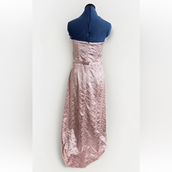 Vtg 90s Y2K Jessica McClintock Pink Floral Embroidered Strapless bow Maxi Dress - Picture 12 of 12
